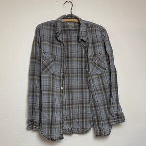 Arizona Jean Company Blue and Yellow Plaid Shirt
